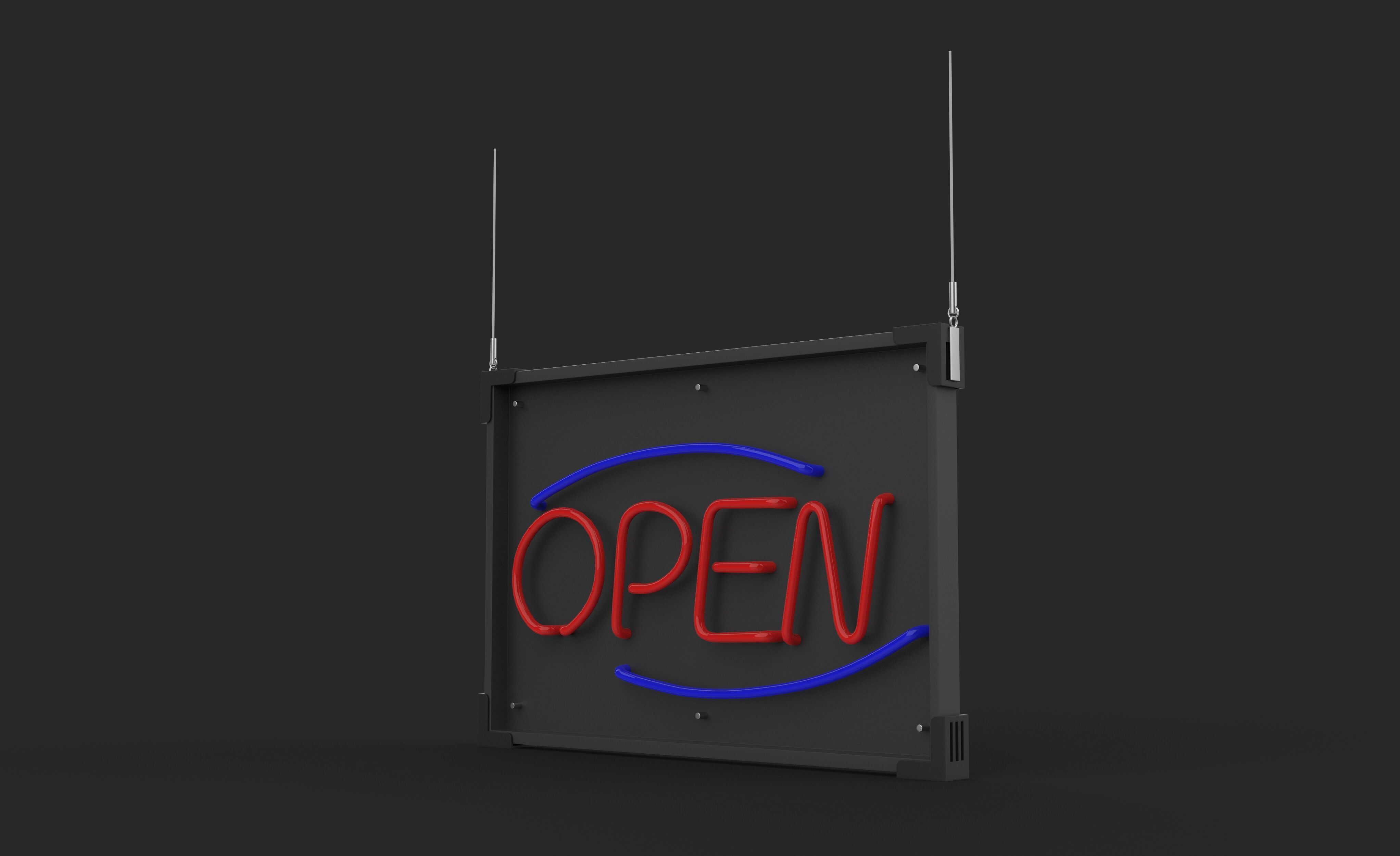 open Neon Sign 3D model_5