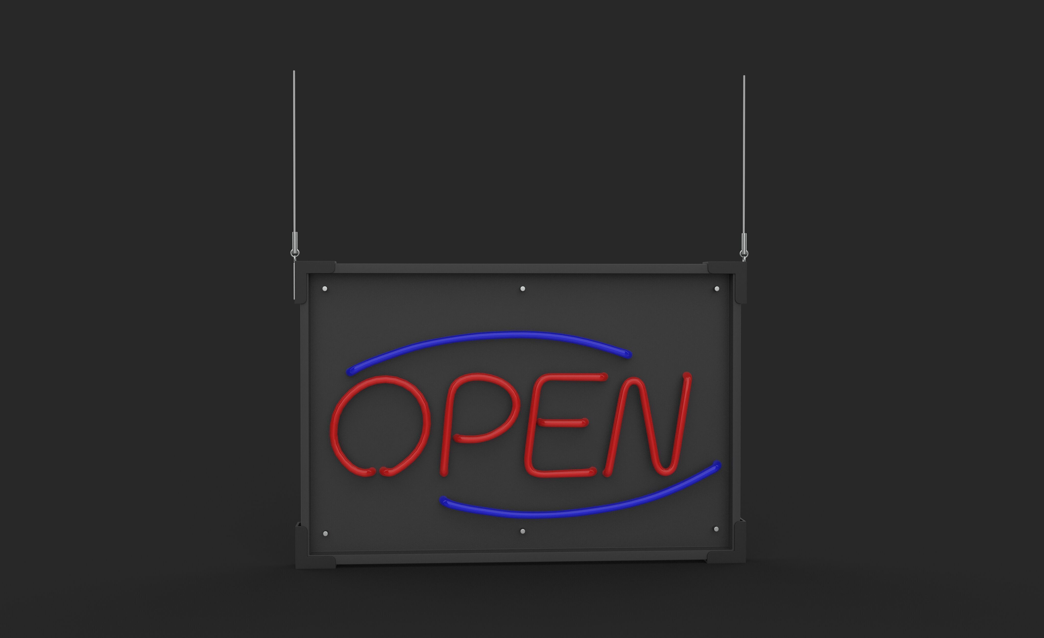 open Neon Sign 3D model_4