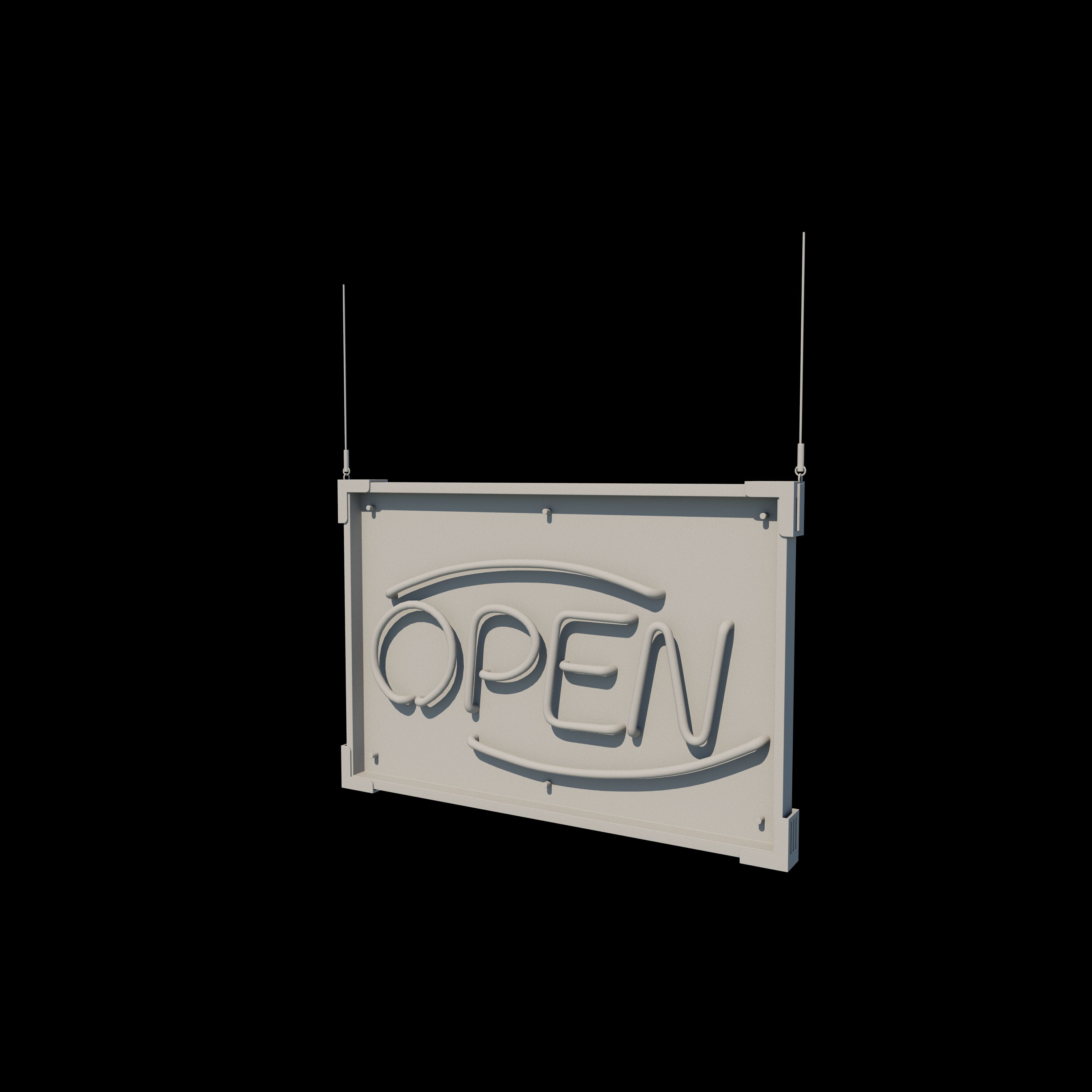 open Neon Sign 3D model_9