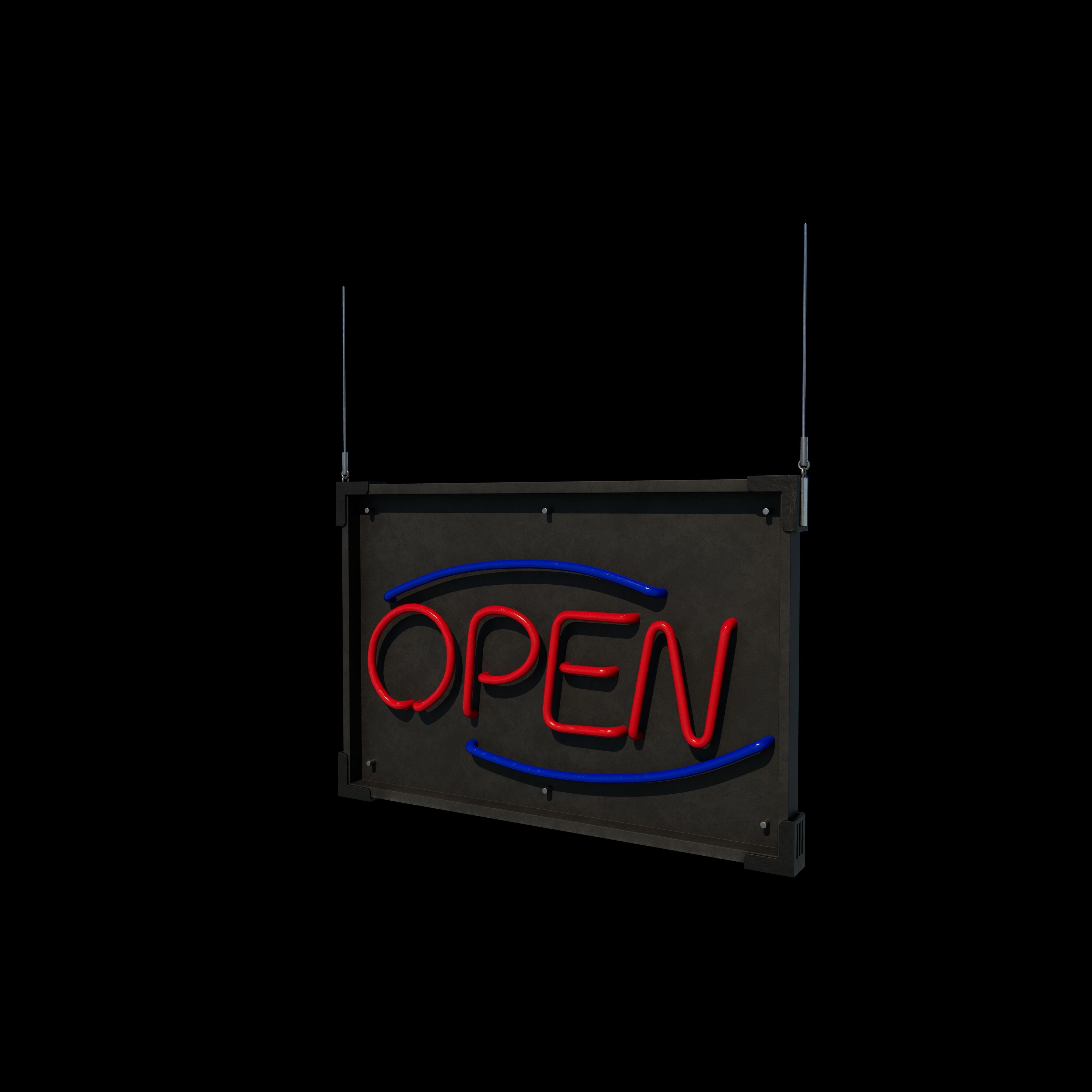 open Neon Sign 3D model_3