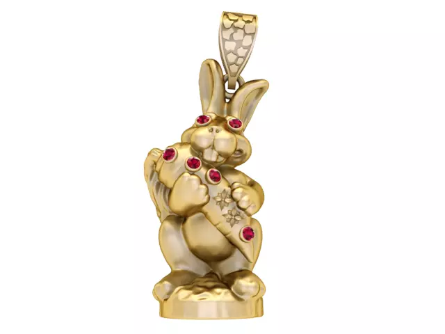 RABBIT EATING CARROT PENDANT 3D PRINTABLE MODEL 3D print model