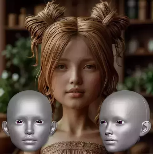 2 Face  Head  3d doll  ooak  bjd  articulated dolls