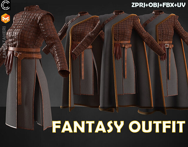 women fantasy outfit 3D model