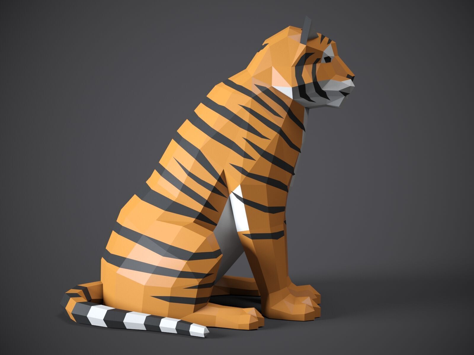 Tiger lowpoly stilyzed 3D model_2