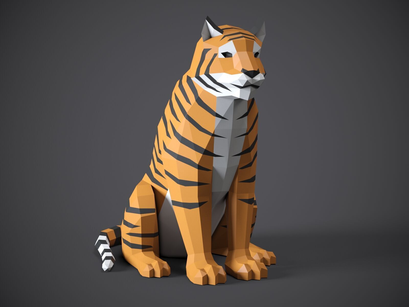 Tiger lowpoly stilyzed 3D model_1