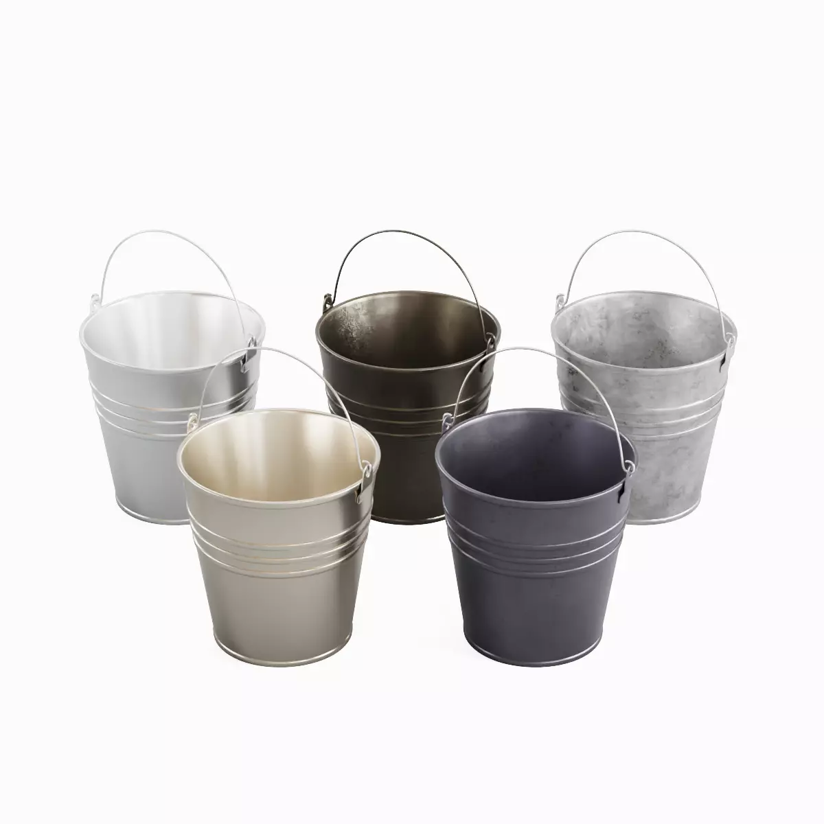 Steel Bucket Set B  3D model_0