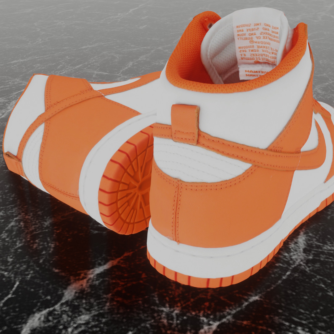 NIKE DUNK HIGH RETRO ORANGE BLAZE 3D SHOES Low-poly 3D model_9