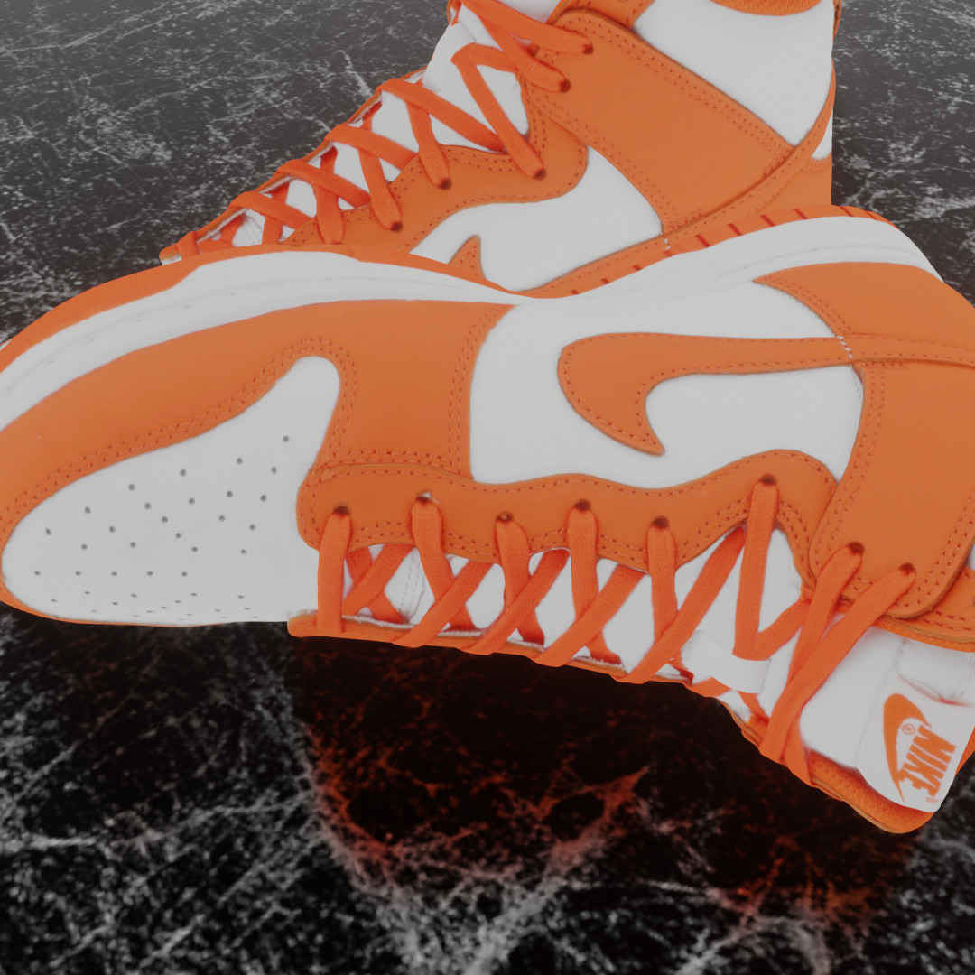 NIKE DUNK HIGH RETRO ORANGE BLAZE 3D SHOES Low-poly 3D model_13