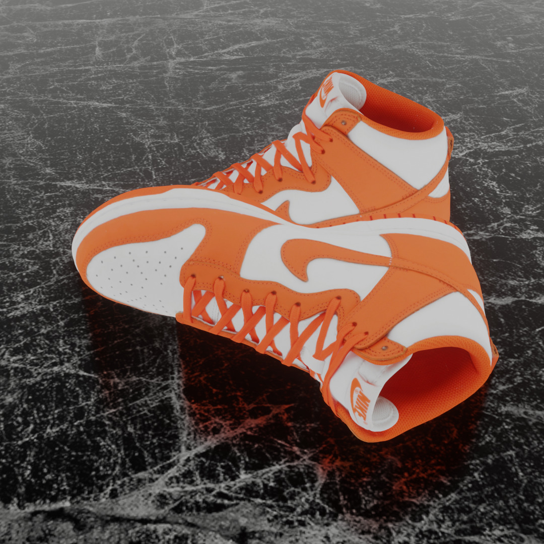 NIKE DUNK HIGH RETRO ORANGE BLAZE 3D SHOES Low-poly 3D model_7