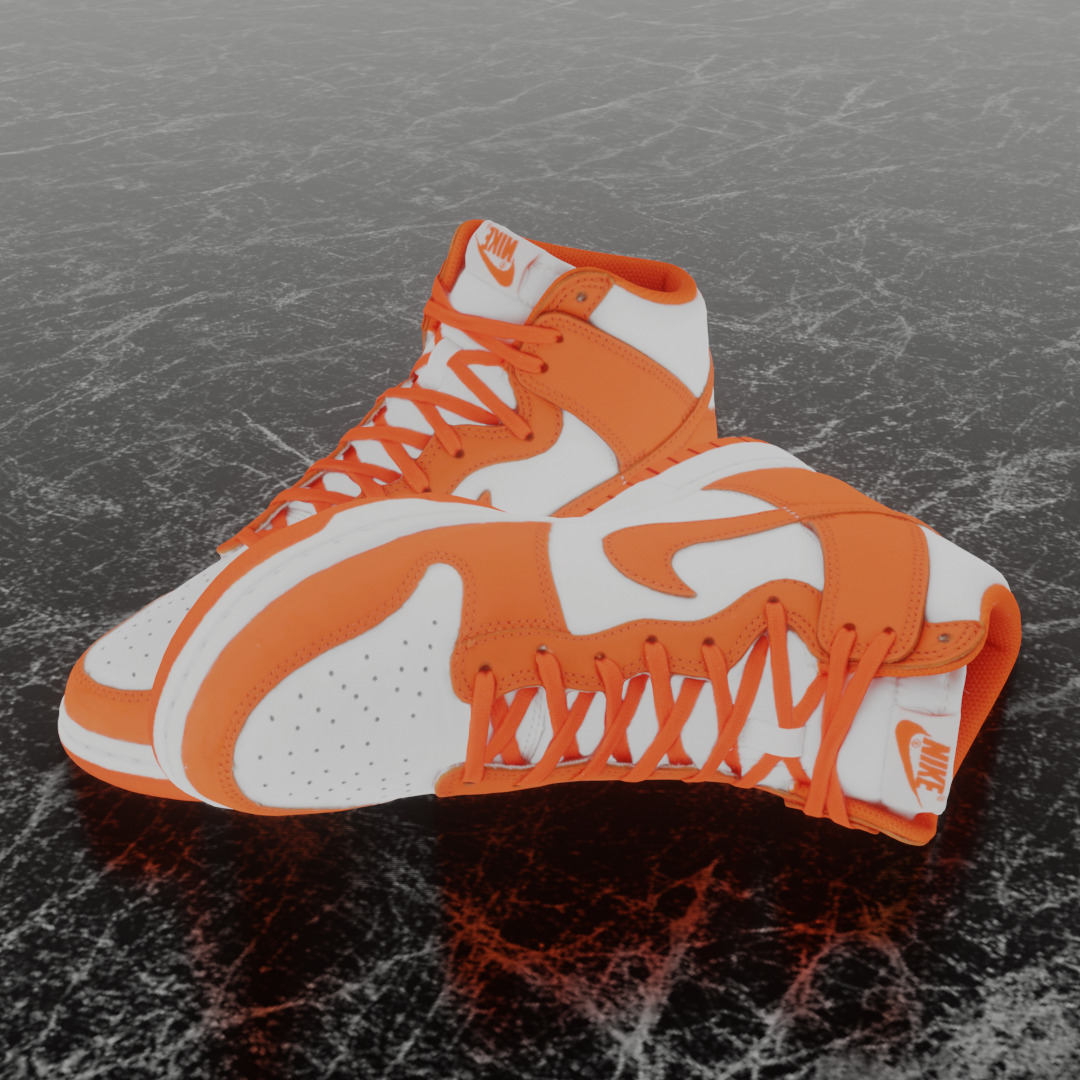 NIKE DUNK HIGH RETRO ORANGE BLAZE 3D SHOES Low-poly 3D model_1