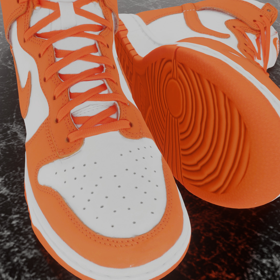 NIKE DUNK HIGH RETRO ORANGE BLAZE 3D SHOES Low-poly 3D model_12