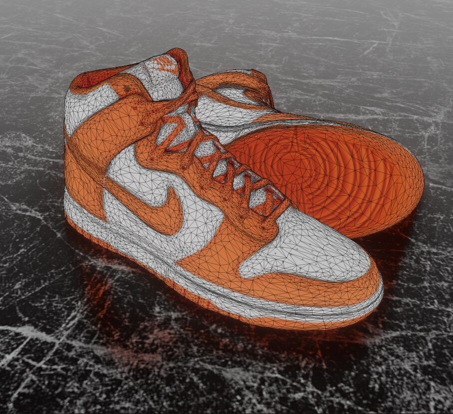 NIKE DUNK HIGH RETRO ORANGE BLAZE 3D SHOES Low-poly 3D model_14