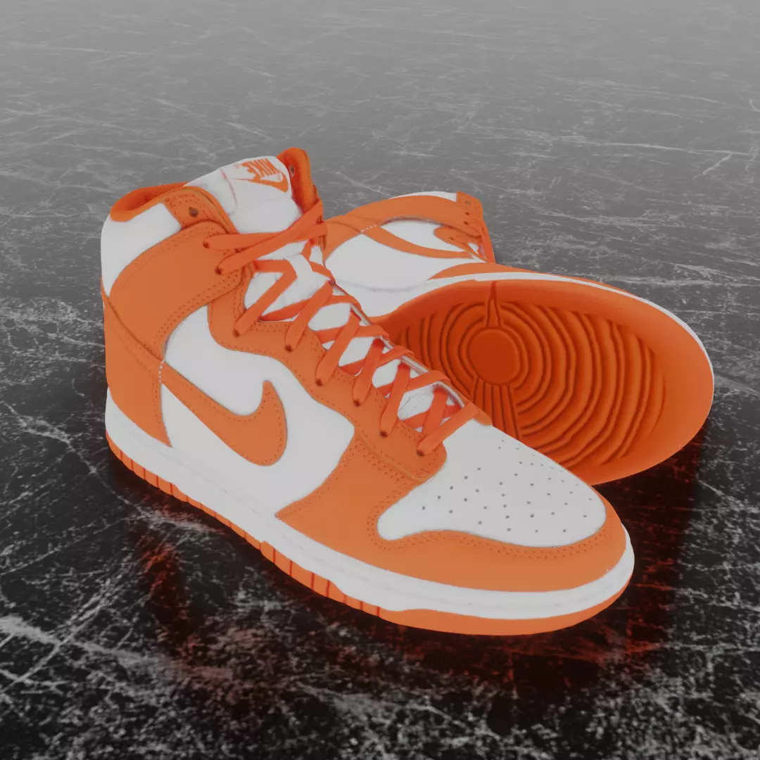 NIKE DUNK HIGH RETRO ORANGE BLAZE 3D SHOES Low-poly 3D model_0