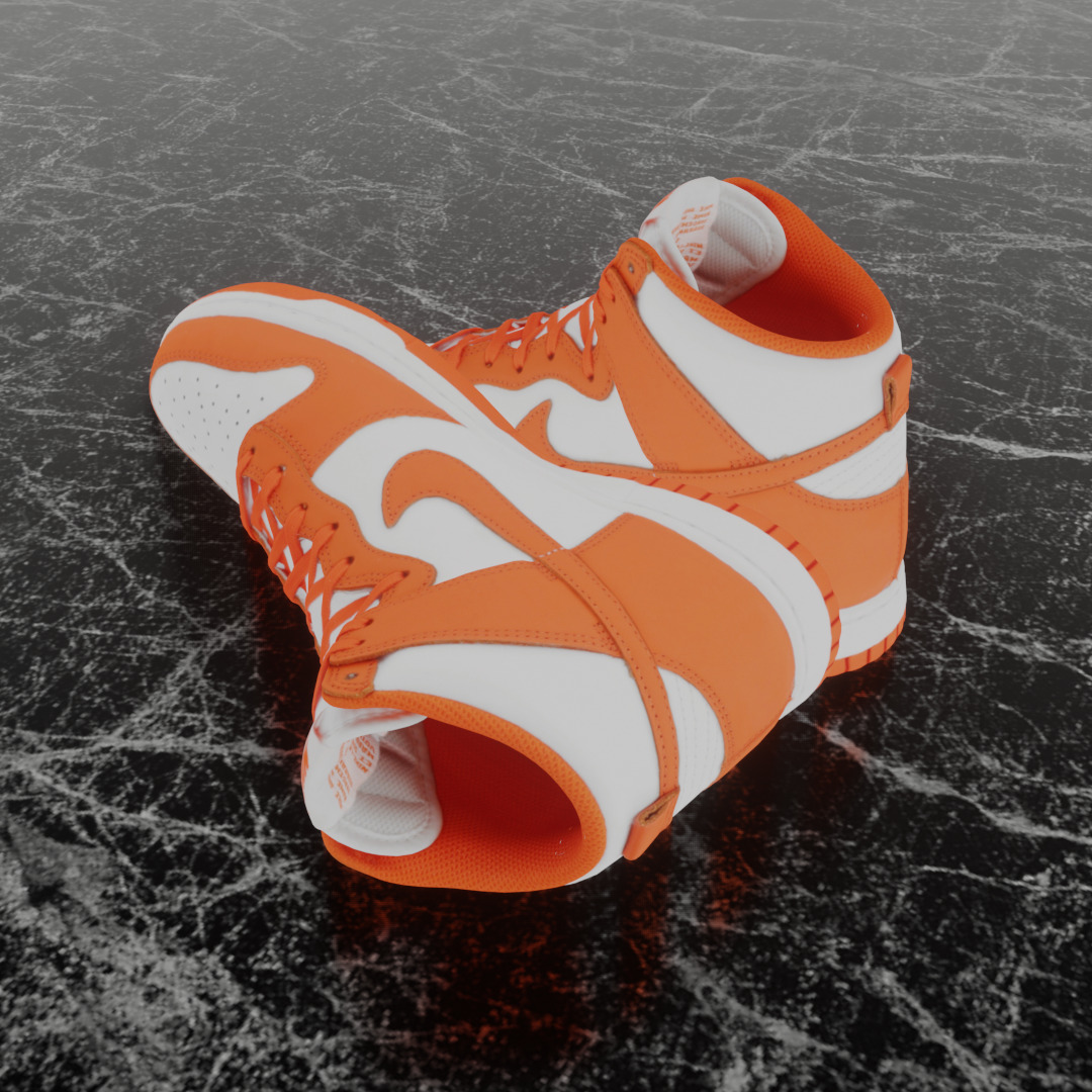 NIKE DUNK HIGH RETRO ORANGE BLAZE 3D SHOES Low-poly 3D model_6