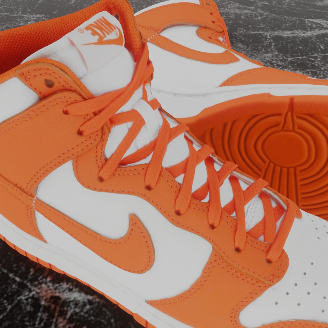 NIKE DUNK HIGH RETRO ORANGE BLAZE 3D SHOES Low-poly 3D model_11