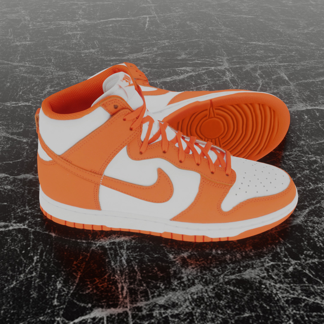 NIKE DUNK HIGH RETRO ORANGE BLAZE 3D SHOES Low-poly 3D model_4