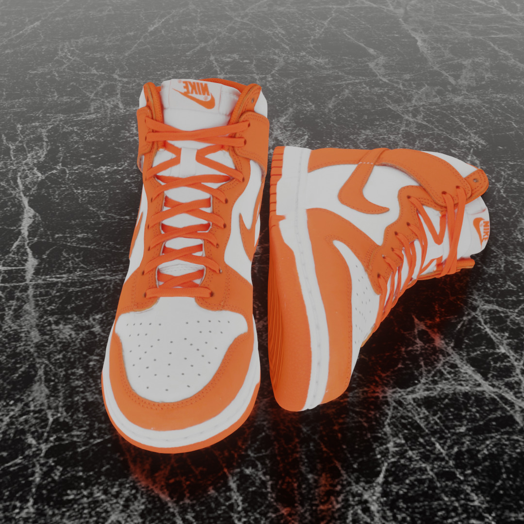 NIKE DUNK HIGH RETRO ORANGE BLAZE 3D SHOES Low-poly 3D model_3