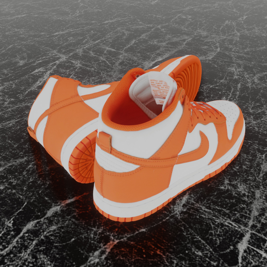NIKE DUNK HIGH RETRO ORANGE BLAZE 3D SHOES Low-poly 3D model_5