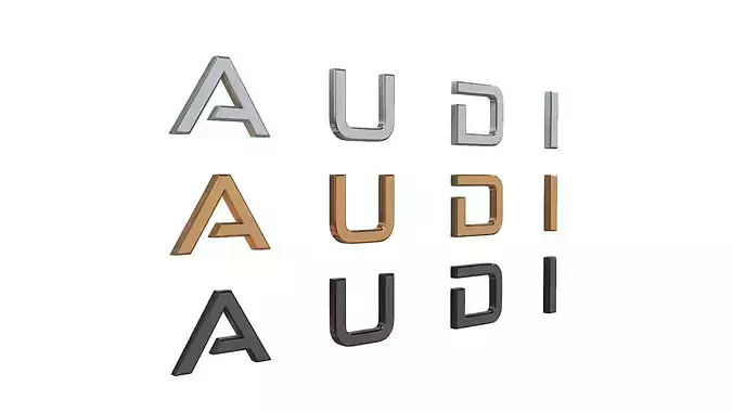 audi logo nameplate 3D print model