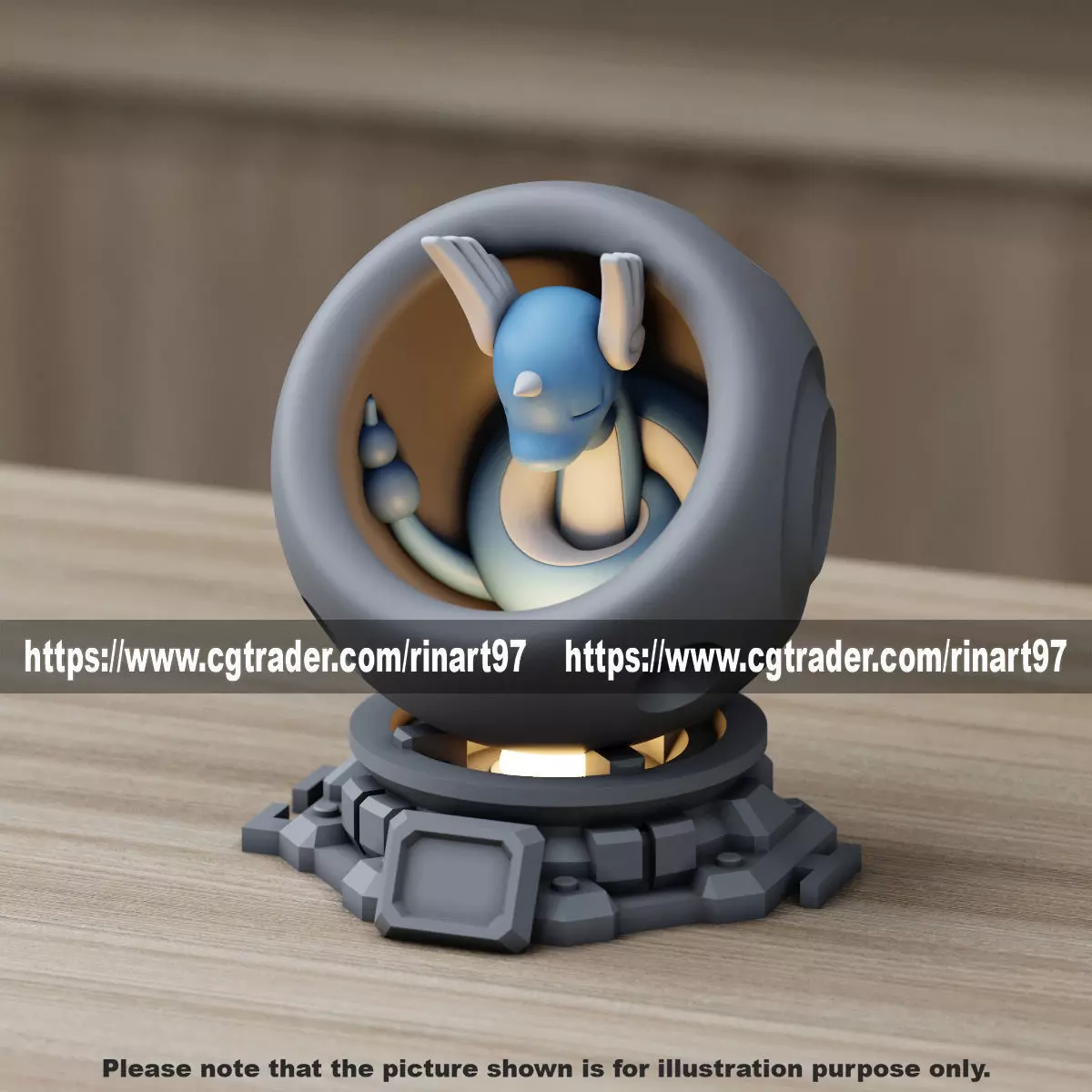 Dragonair in healing machine pods from pokemon 3D print model