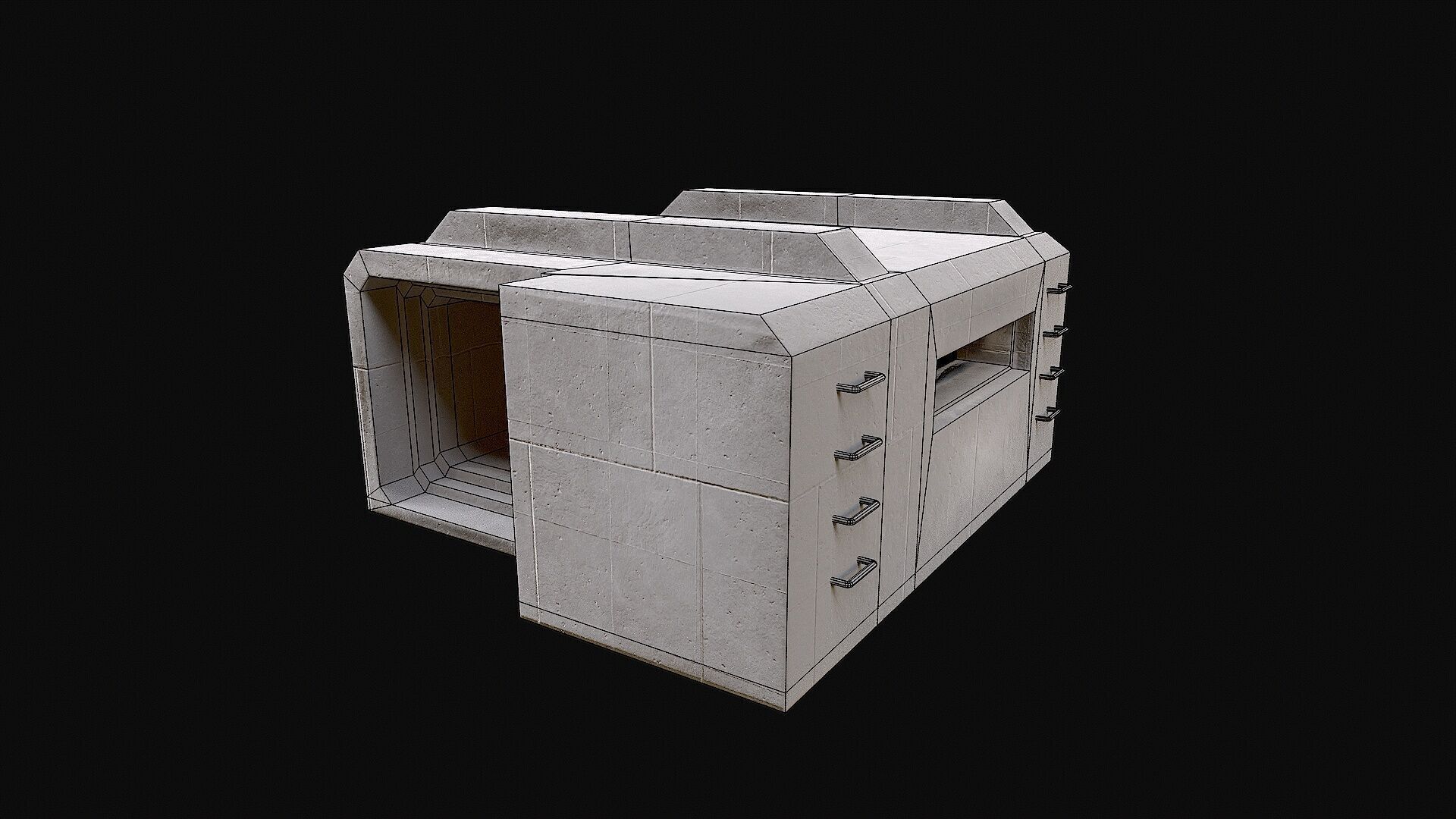 Military Concrete Bunker Base 1 Low-poly 3D model_5