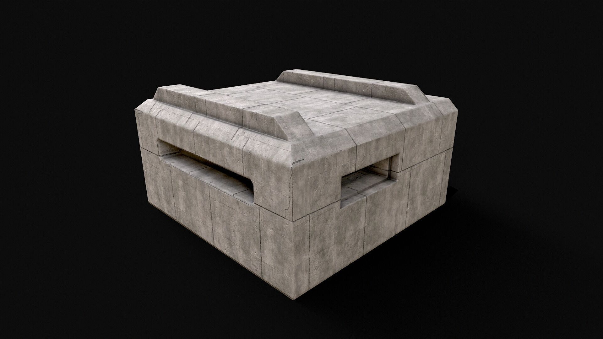 Military Concrete Bunker Base 1 Low-poly 3D model_3