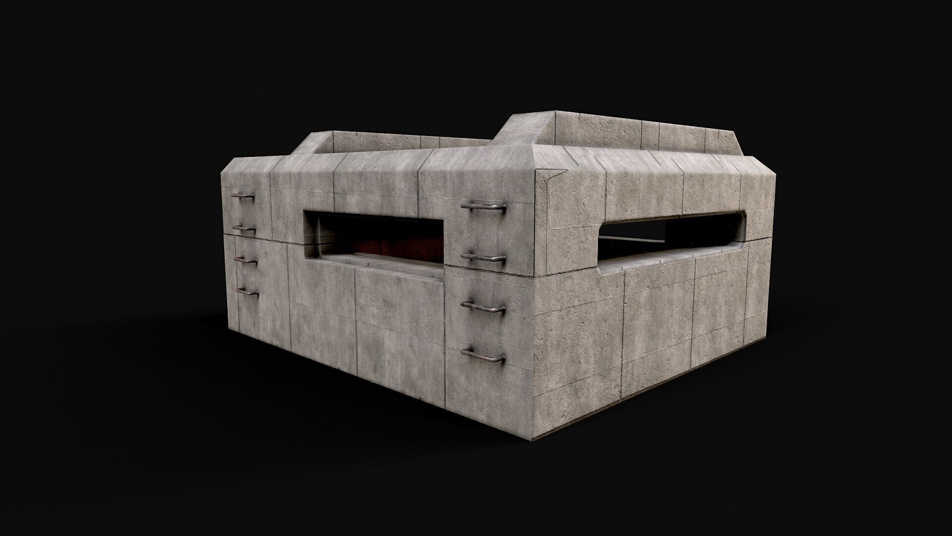 Military Concrete Bunker Base 1 Low-poly 3D model_2