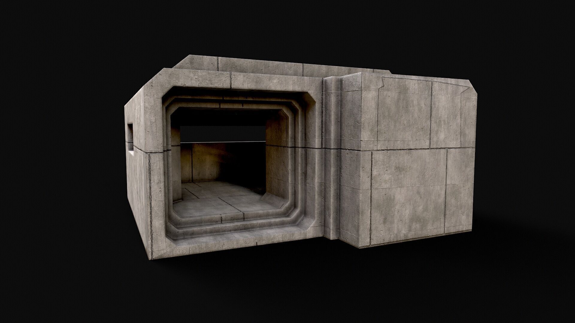 Military Concrete Bunker Base 1 Low-poly 3D model_4