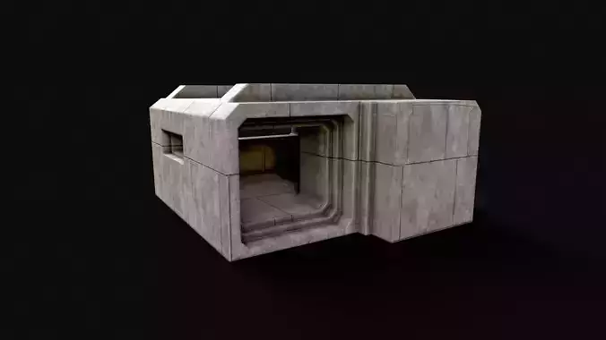 Military Concrete Bunker Base 1 Low-poly 3D model