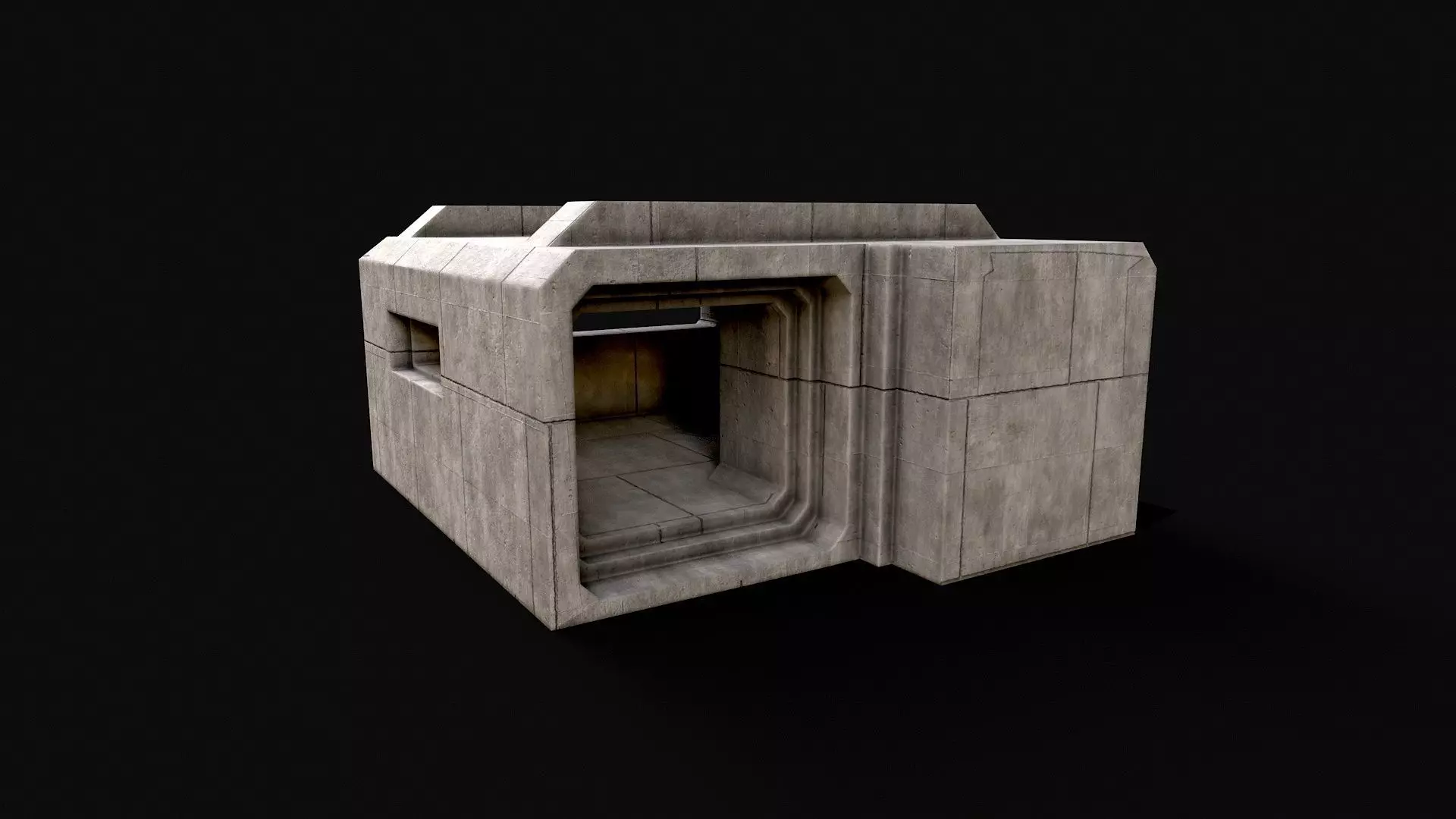 Military Concrete Bunker Base 1 Low-poly 3D model_0