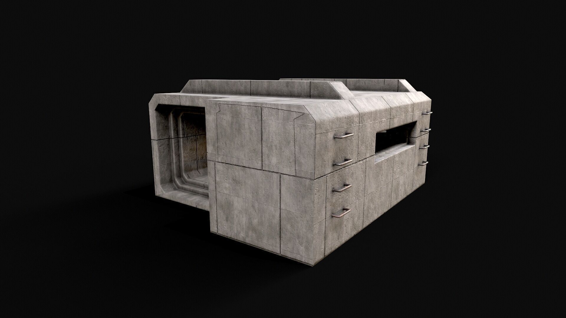 Military Concrete Bunker Base 1 Low-poly 3D model_1