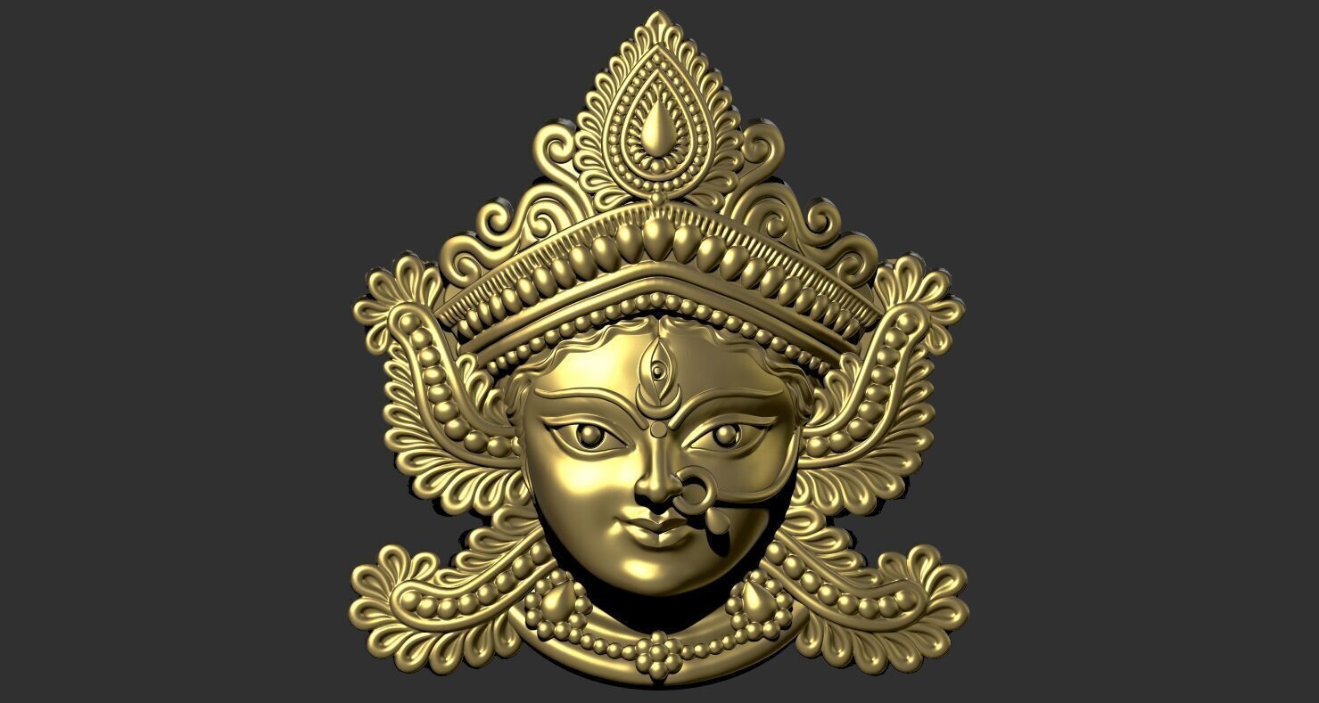 Durga Mata 2d solid 3D print model_1