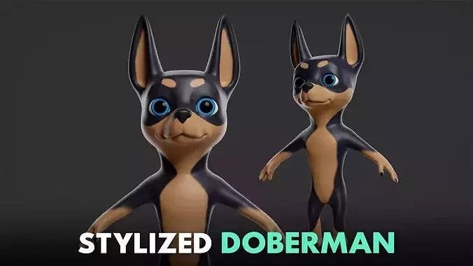 Doberman Dog - Stylized  Cartoon