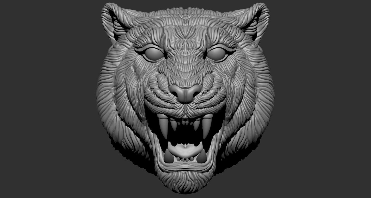 Tiger face 3D print model_1
