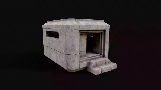 Military Concrete Bunker Base 2 Low-poly 3D model