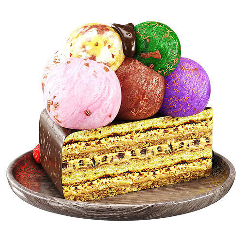 Cake desert Low-poly 3D model 3