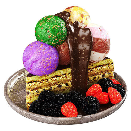 Cake desert Low-poly 3D model 5