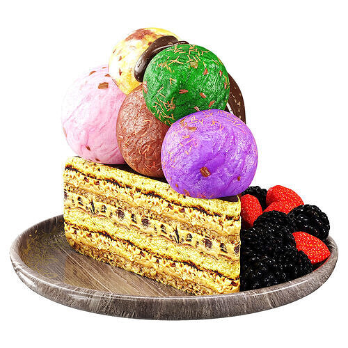 Cake desert Low-poly 3D model 4
