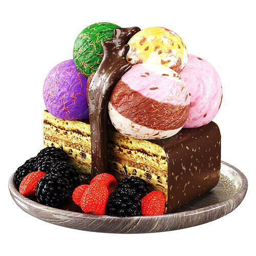 Cake desert Low-poly 3D model 2