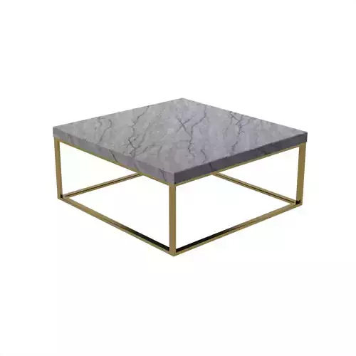 Modern White Marble Coffee Table Square with Gold Legs Minimal