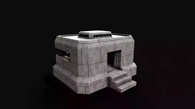 Military Concrete Bunker Base 3 Low-poly 3D model