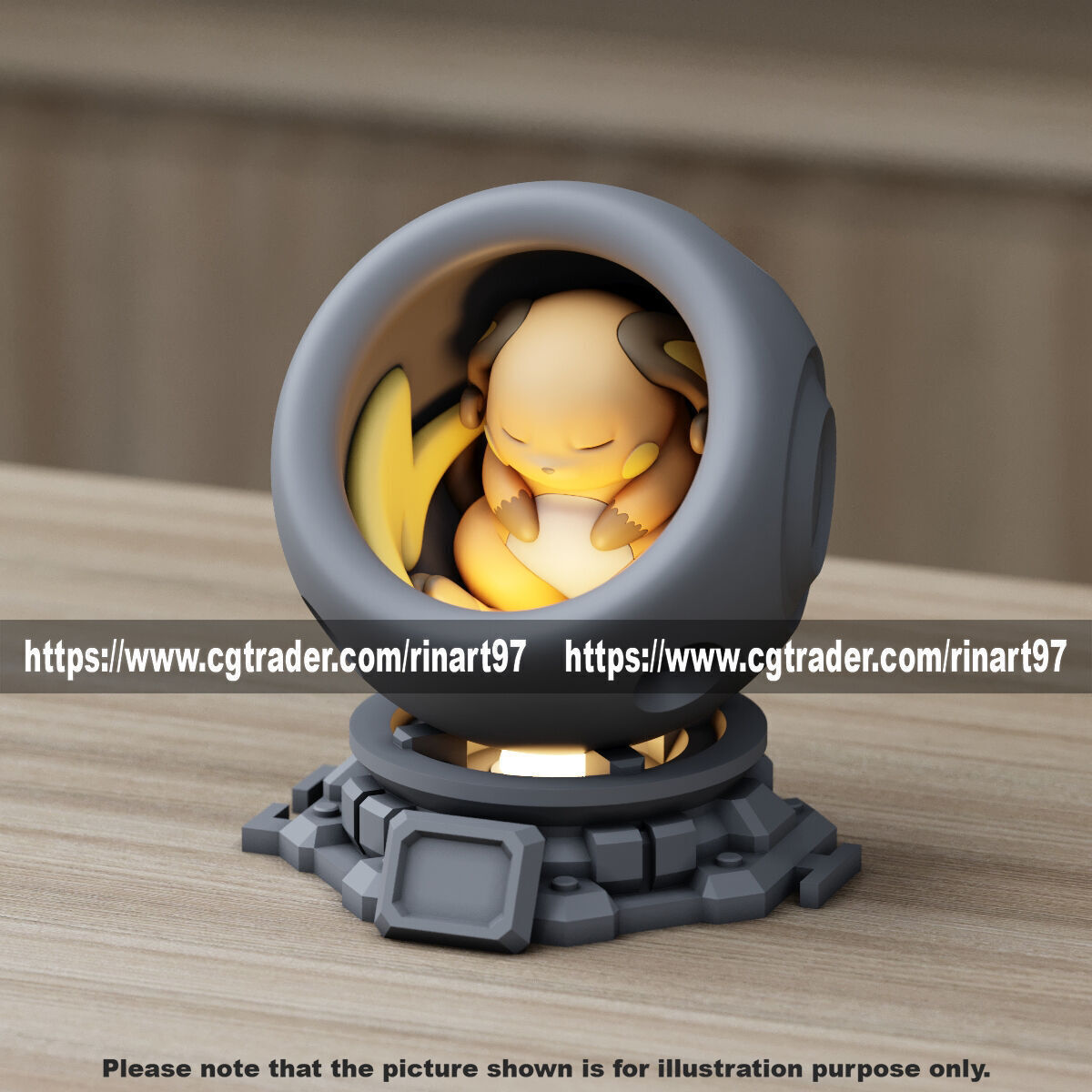 Raichu in healing machine pods from pokemon 3D print model_11