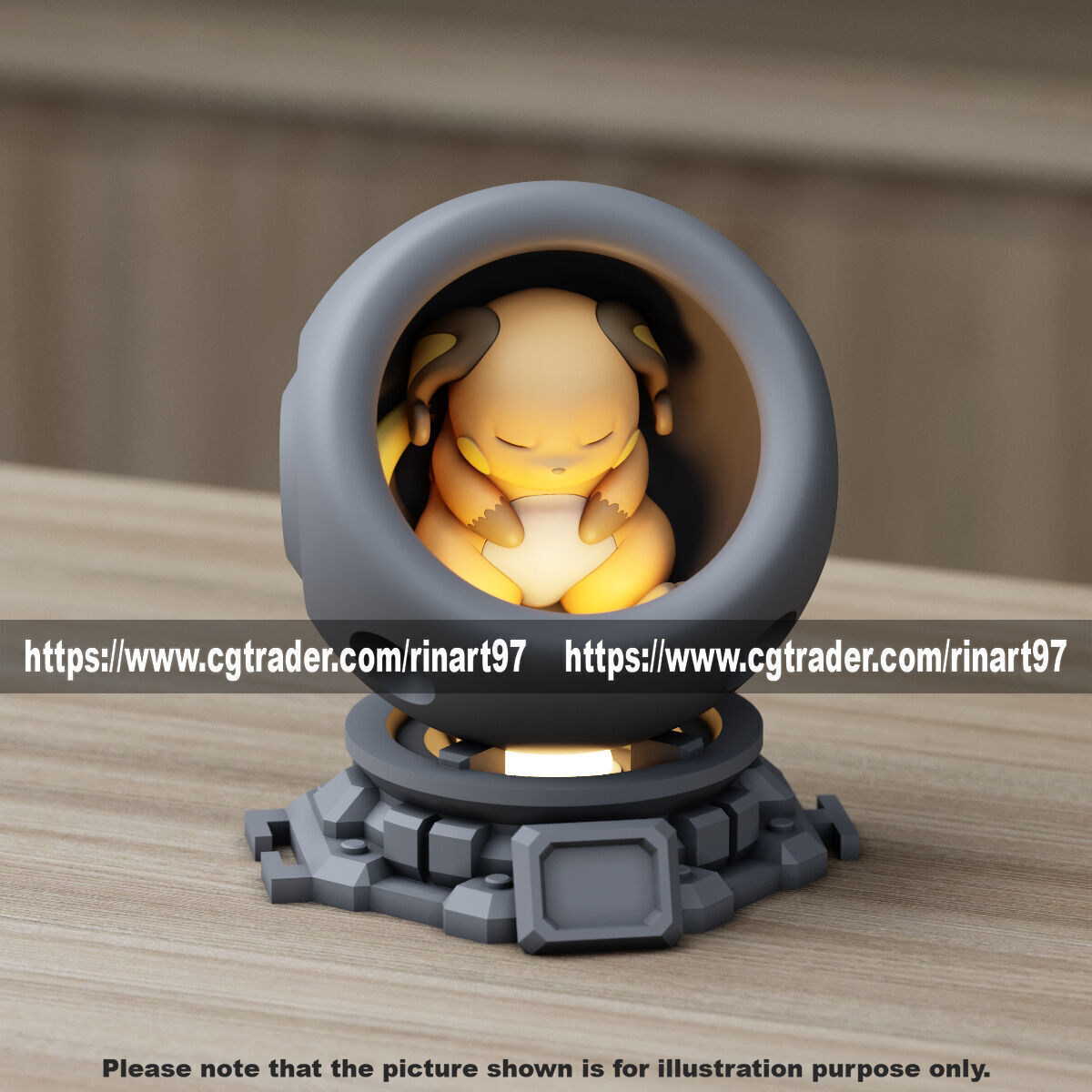 Raichu in healing machine pods from pokemon 3D print model_6