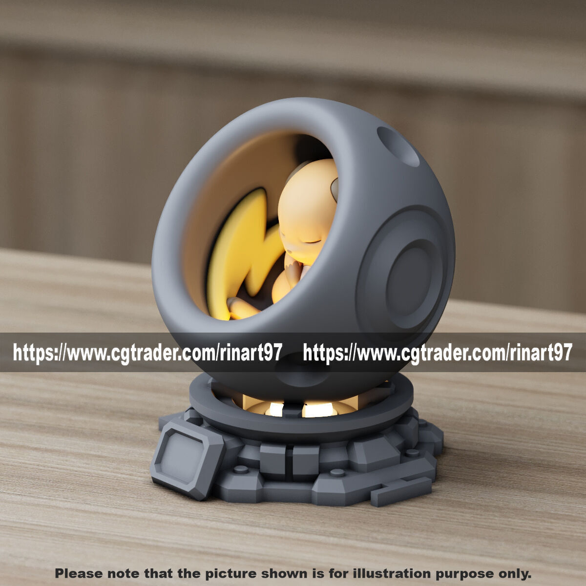 Raichu in healing machine pods from pokemon 3D print model_3