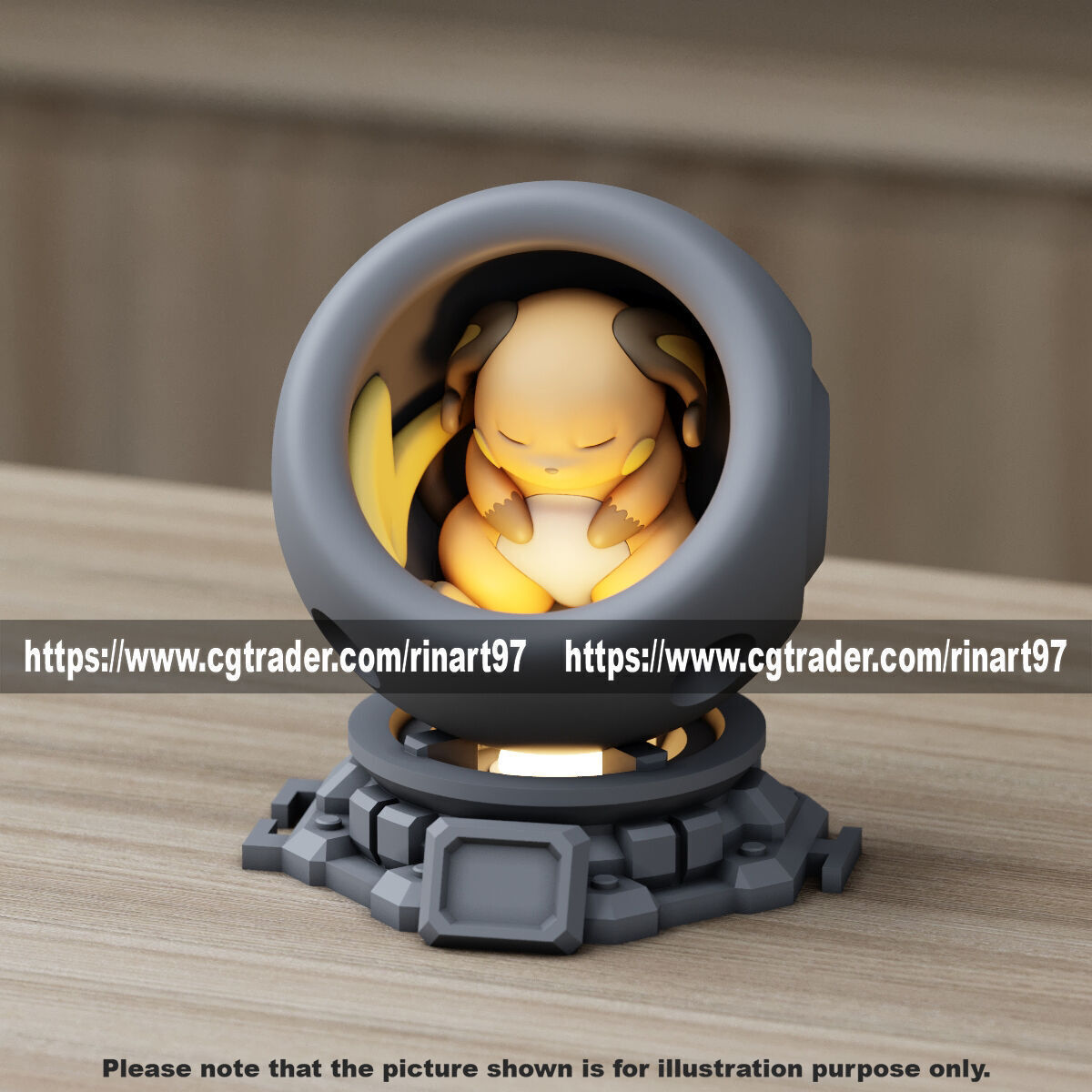 Raichu in healing machine pods from pokemon 3D print model_10