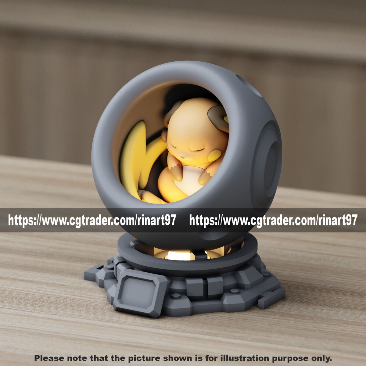 Raichu in healing machine pods from pokemon 3D print model_1