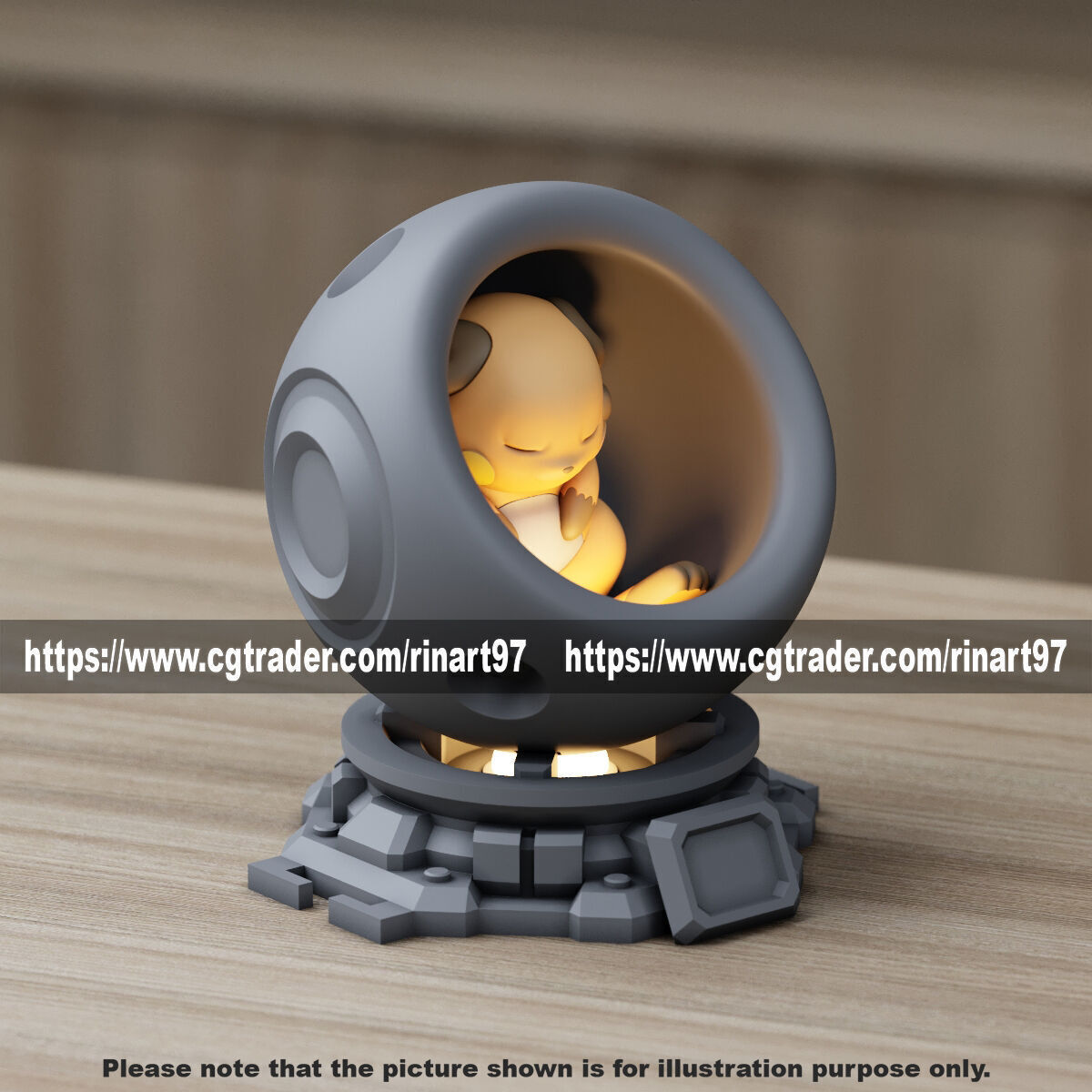 Raichu in healing machine pods from pokemon 3D print model_9