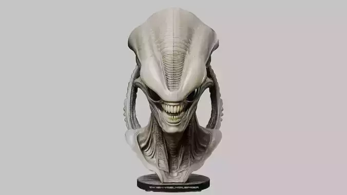 Fantasy HR Giger Insipred  Grey Alien Head Bust
