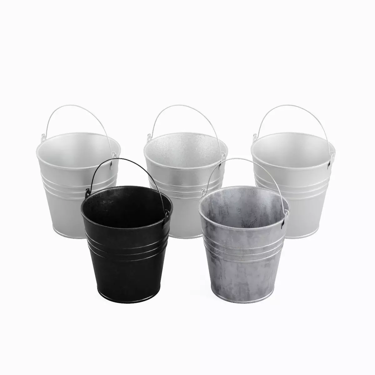 Steel Bucket Set C 3D model_0