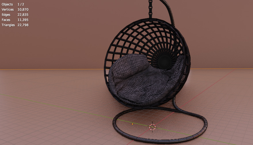 Hanging swing 3D Low-poly 3D model_2